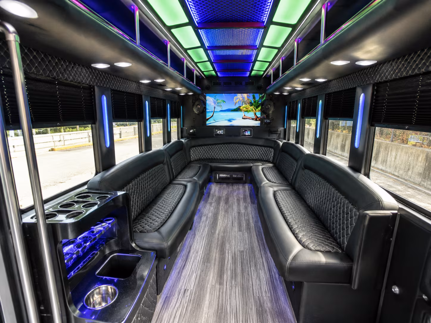 corpus christi 18 passenger party bus inside